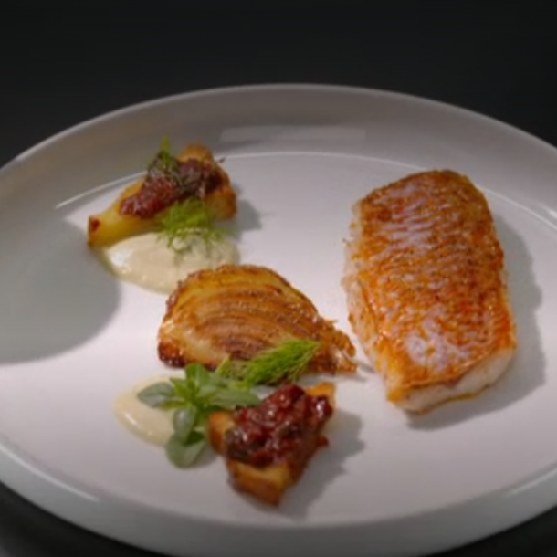 Filet de foie de rouget, fenouil et safran
