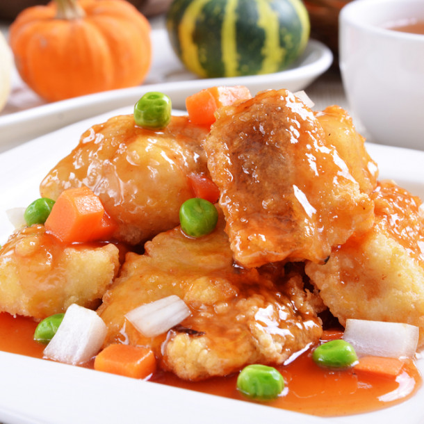 Filet de poisson, sauce aigre-douce sans gluten sans lactose
