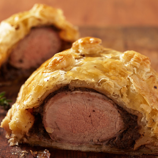Filet mignon aux lardons et champignons en croûte