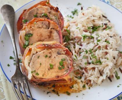 Filet mignon aux pommes en croûte de jambon cru