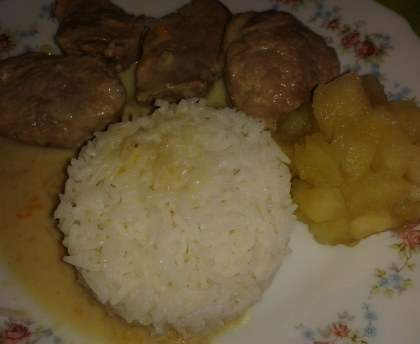 Filet mignon de porc à l'orange et sa compotée de pommes citronnées