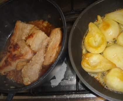 Filet mignon de porc aux poires et au vinaigre