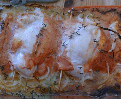 Filets de poulet fourrés au fromage frais et moutarde 