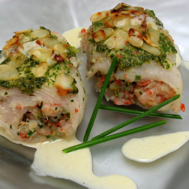 Filets de sole farcis, sauce à la lime
