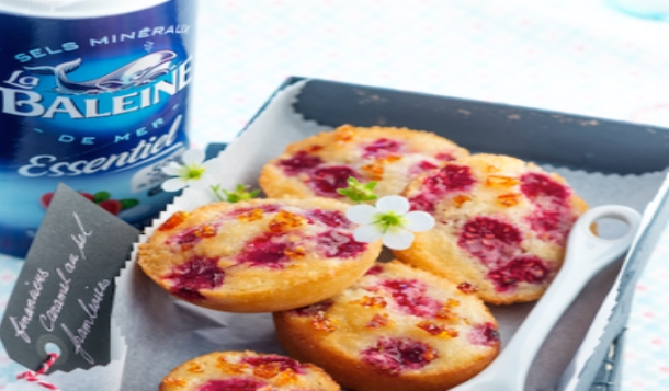 Financiers framboises et caramel croquant salé La Baleine