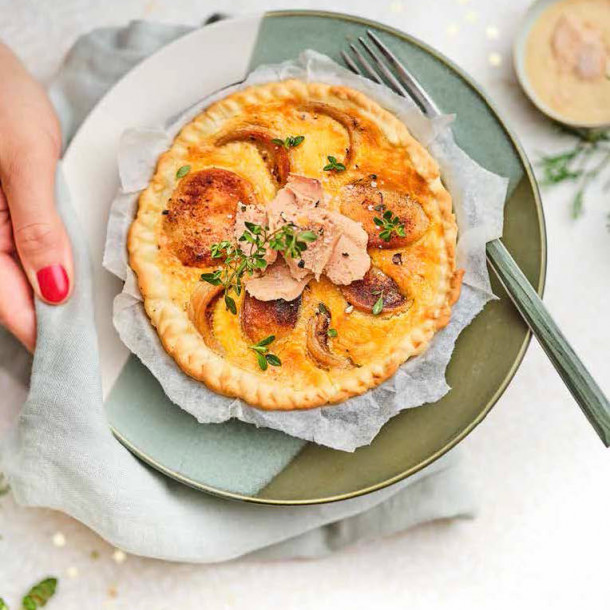 Fine quiche au boudin blanc et foie gras