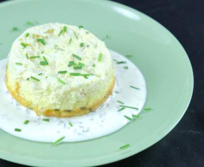 Flan au crabe sauce ciboulette