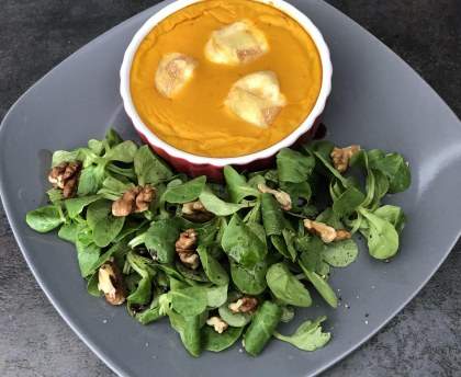 Flan onctueux au potimarron et maroilles