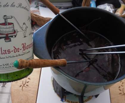 Fondue au vin rouge