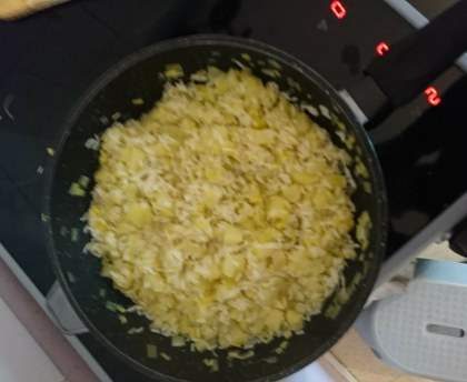 Fondue de poireaux et courgettes au riz