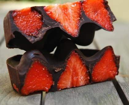 Fraises au chocolat façon tablette