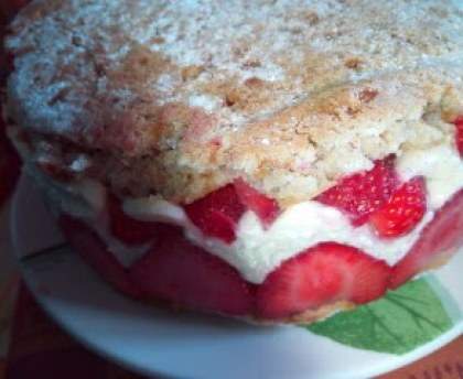 Fraisier avec biscuit à l'huile d'olive