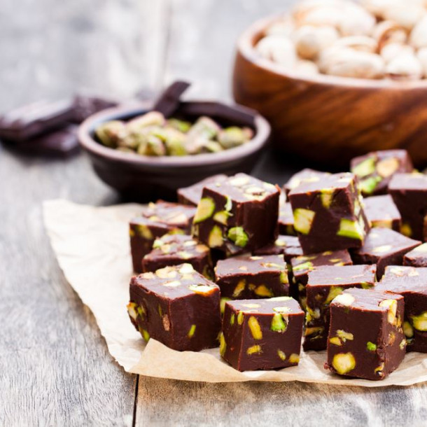 Fudge au cacao et pistaches