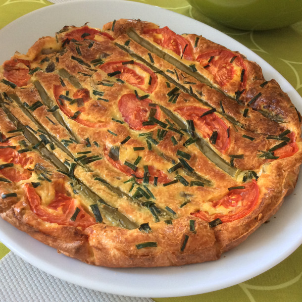 Galette sans pâte asperges, tomates, champignons 