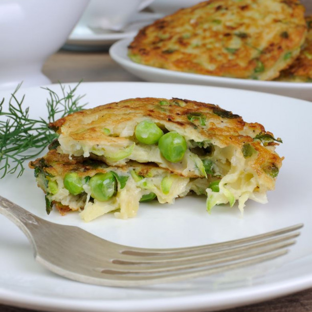 Galettes de légumes aux petits pois