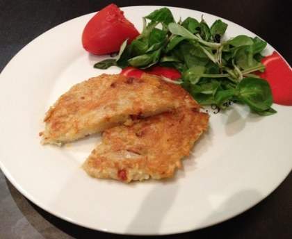 Galettes de pommes de terre, chorizo et brie 
