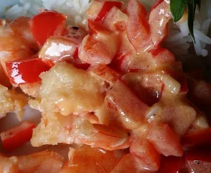 gambas aux poivrons