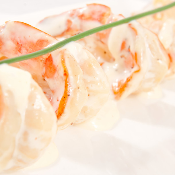 Gambas flambées au martini