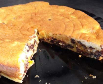 Gâteau au yaourt-nectarine-pépites de chocolat