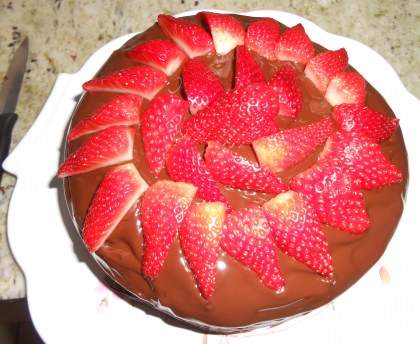 gâteau aux fraises et chocolat
