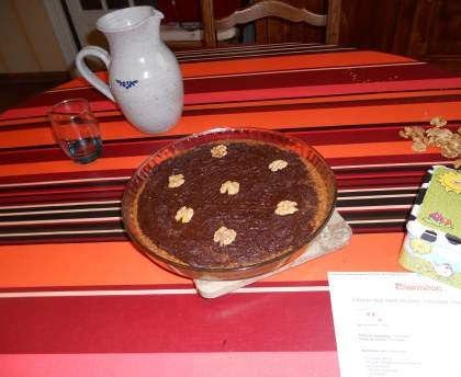 Gâteau aux noix de Julie, nappage chocolat 