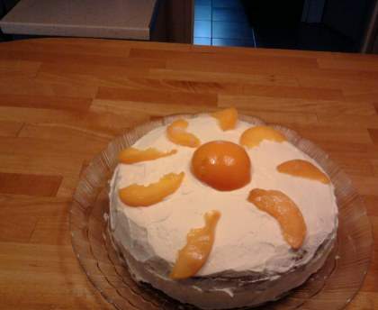 Gâteau blanc aux pêches