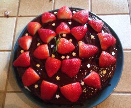 Gâteau chocolat ganache fraise
