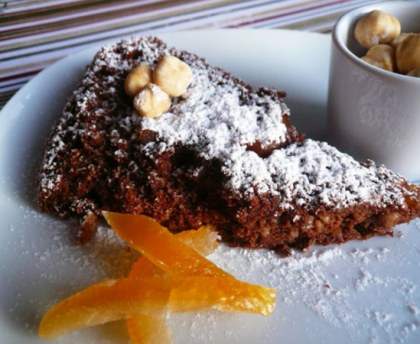 Gâteau chocolat noisettes et orange confite