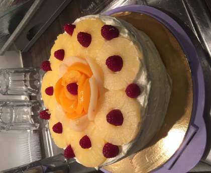 Gateau creme et fruits 
