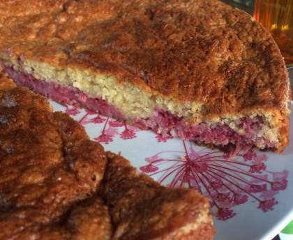 Gâteau fondant framboises - amandes 