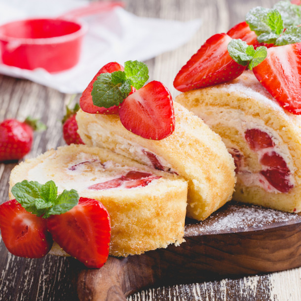 Gâteau roulé léger aux fraises
