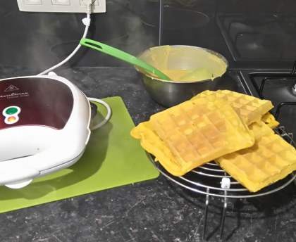 Gaufres au potiron, curry et lait de coco