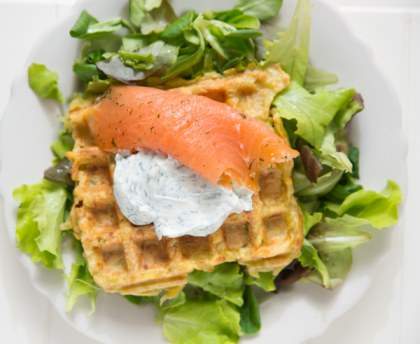 Gaufres de courgettes au saumon fumé