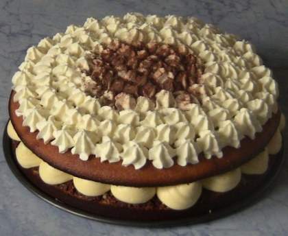 Génoise, feuillantine chocolat, crème diplomate vanille et chantilly maison