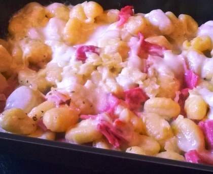Gnocchis pesto/jambon de pays/mozza