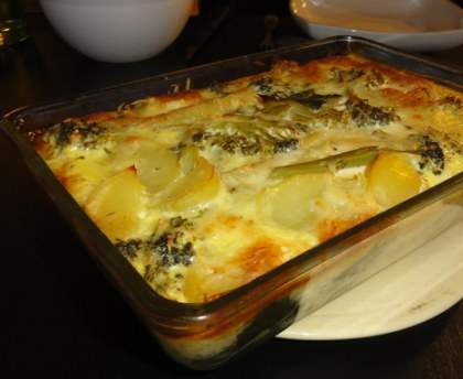 Gratin brocolis blettes et pommes de terre