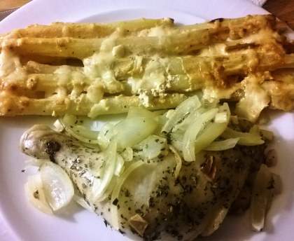 Gratin d'asperges blanches au cantal