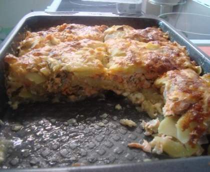 Gratin dauphinois léger au saumon fumé
