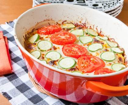 Gratin de blé aux tomates et aux courgettes