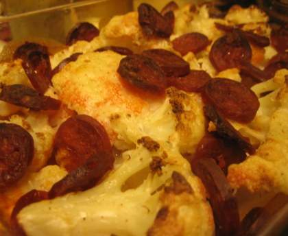 Gratin de chou fleur au chorizo