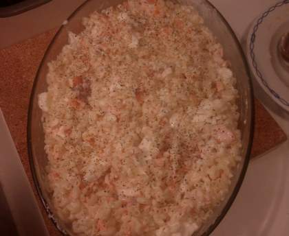 Gratin de coquillettes au saumon et gorgonzola