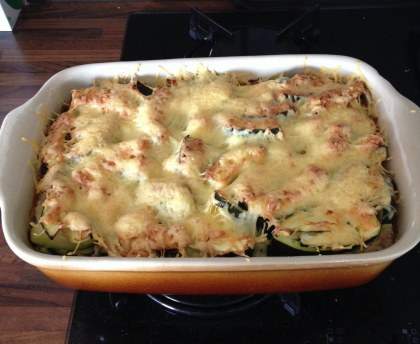 Gratin de courgette au riz et au thon