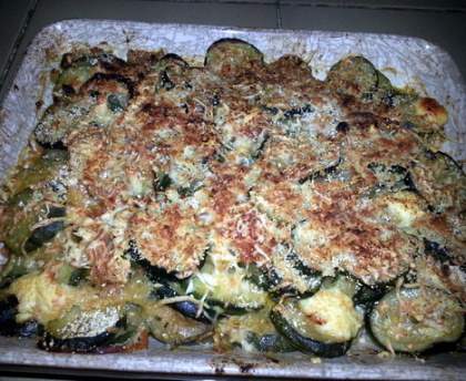 Gratin de courgettes, tomates et lardons