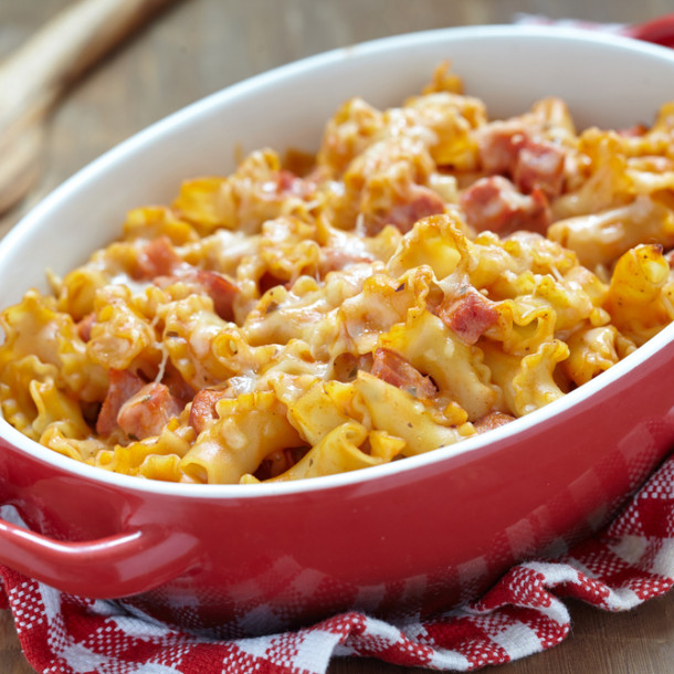 Gratin de macaroni et lardons