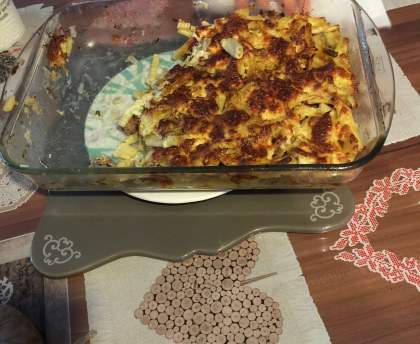 Gratin de macaronis au canard et à l'emmental
