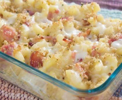 Gratin de macaronis au gruyère et au jambon fumé de ma grand-mère