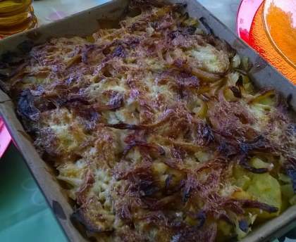 Gratin de morue aux oignons