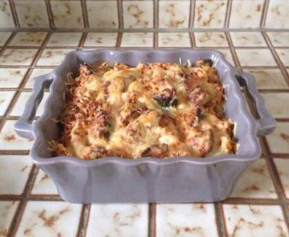 Gratin de pâtes au boeuf, courgettes et mascarpone