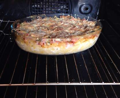 Gratin de pâtes aux courgettes et jambon