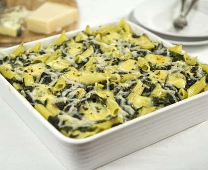 Gratin de pâtes aux épinards